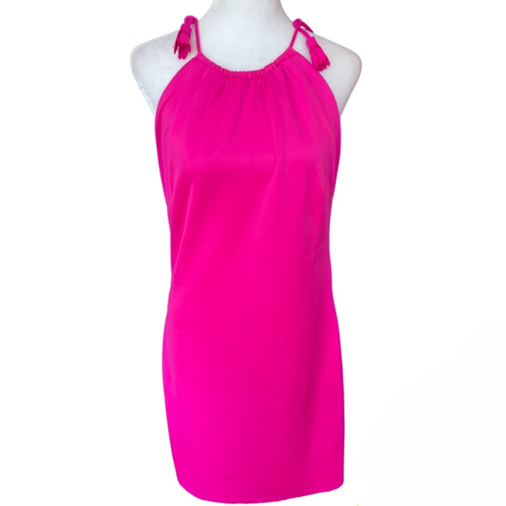 GRETCHEN SCOTT DESIGNS Tassel Tie Hot Pink Dress Size Small